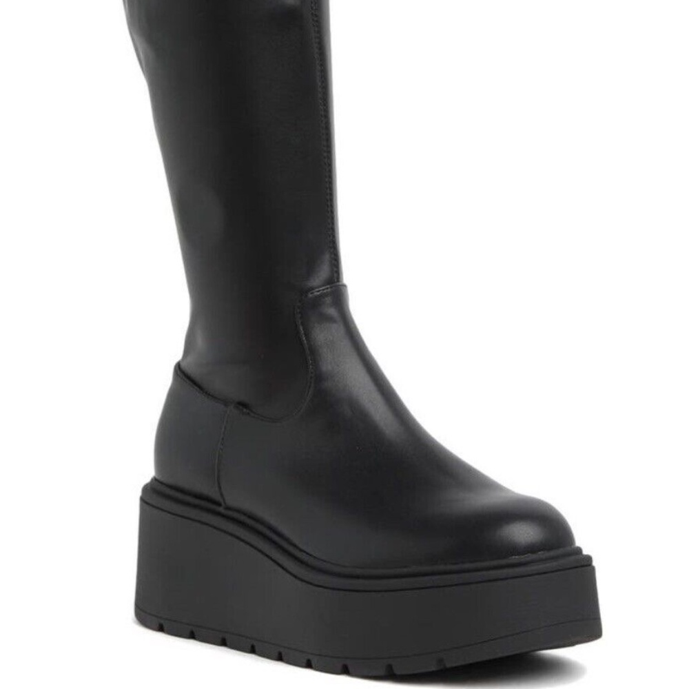 Steve Madden Faux Leather Platform Wedge Knee High Boots